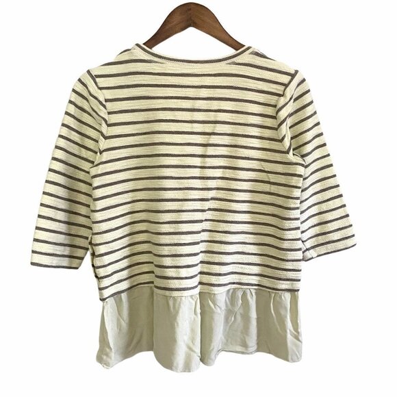 LOGO Lori Goldstein Womens Striped Boucle Gauze Hem 3/4 Sleeve Blouse Size Small - Picture 8 of 8